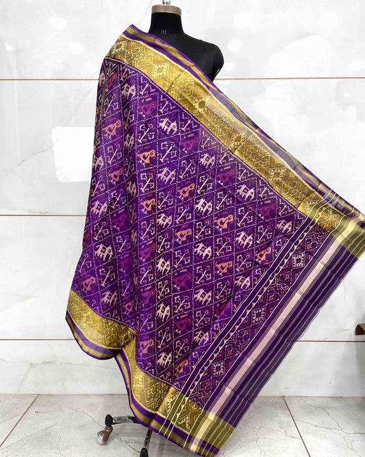 Purple Narikunj Patola Dupatta - SindhoiPatolaArt