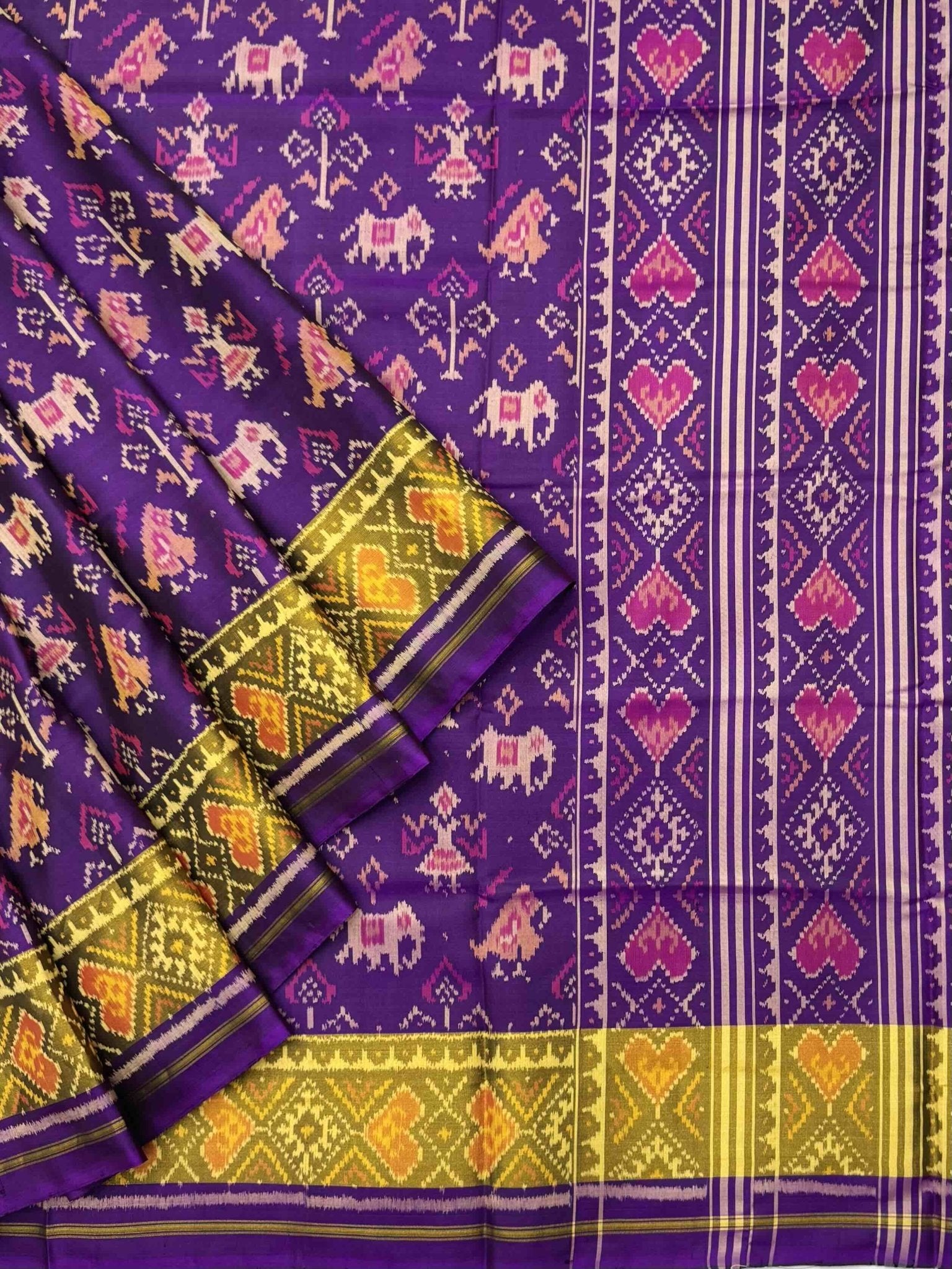 Purple Narikunj rajkoti patola saree - SindhoiPatolaArt