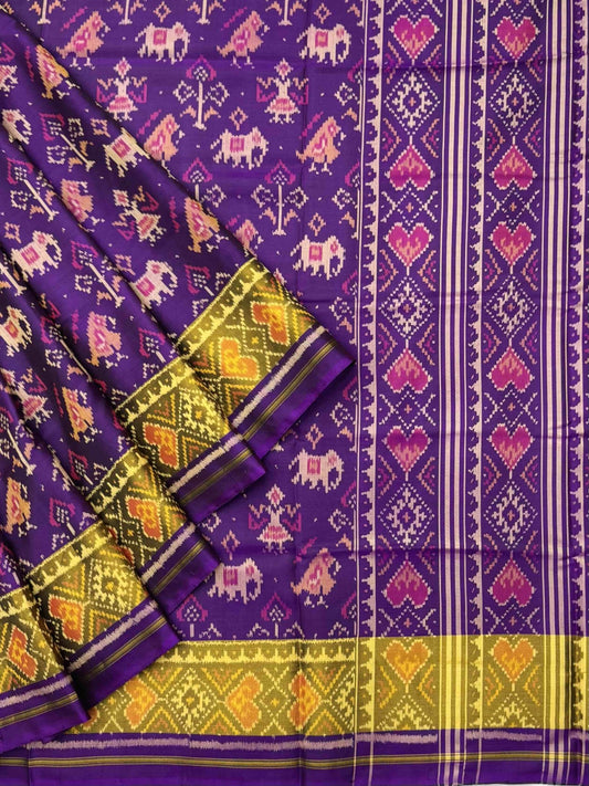 Purple Narikunj rajkoti patola saree - SindhoiPatolaArt
