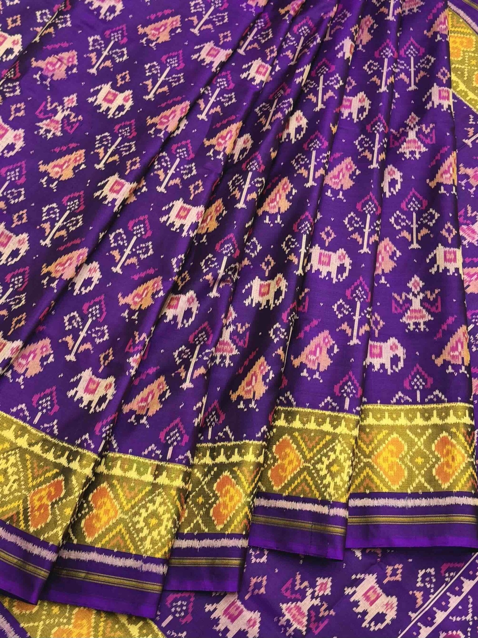 Purple Narikunj rajkoti patola saree - SindhoiPatolaArt