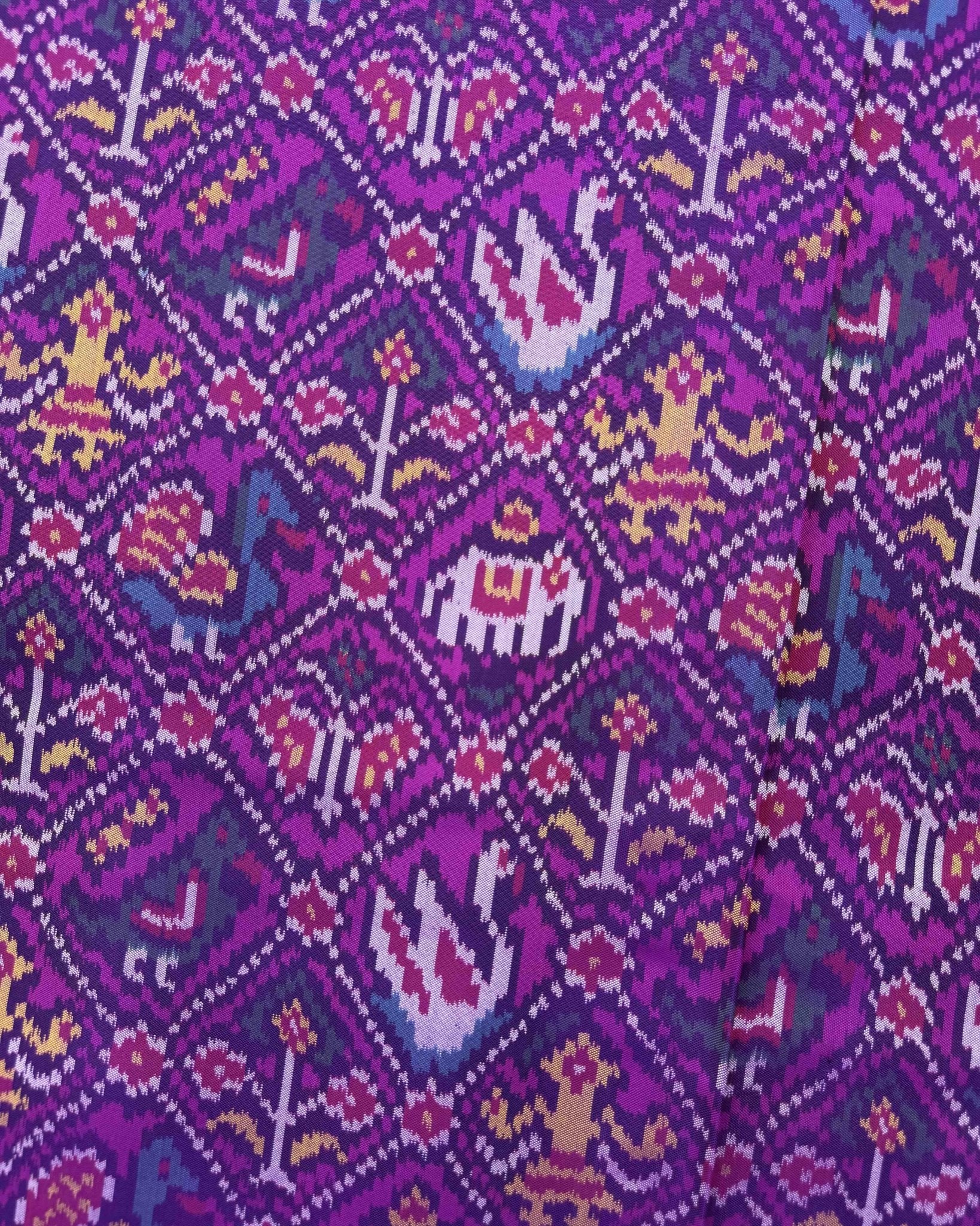 Purple Narikunj Semi Double Ikat Patola Saree - SindhoiPatolaArt