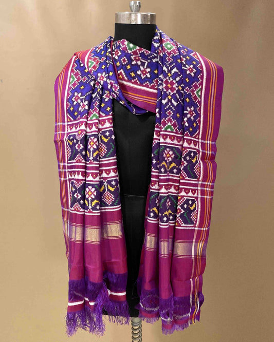Purple Navratan Designer Patola Dupatta - SindhoiPatolaArt