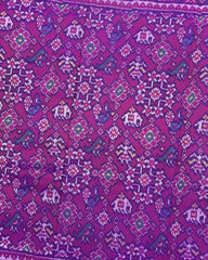 Purple Navratan Narikunj Semi Double Ikat Patola Saree - SindhoiPatolaArt
