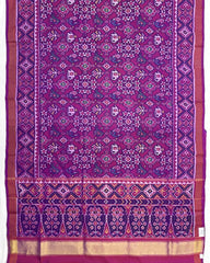 Purple Navratan Narikunj Semi Double Ikat Patola Saree - SindhoiPatolaArt