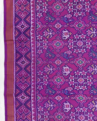 Purple Navratan Narikunj Semi Double Ikat Patola Saree - SindhoiPatolaArt