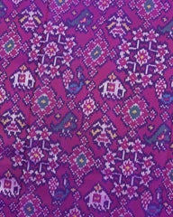 Purple Navratan Narikunj Semi Double Ikat Patola Saree - SindhoiPatolaArt