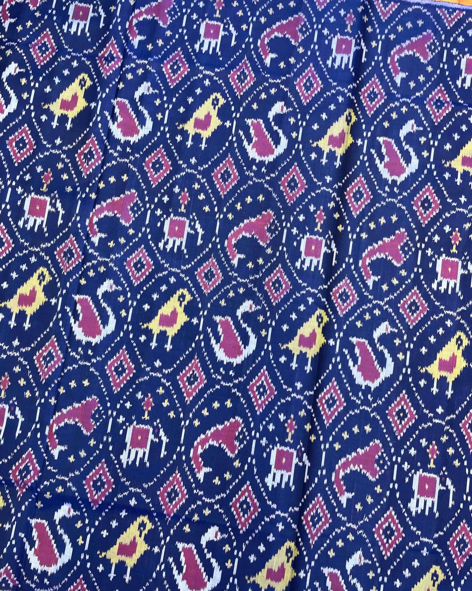 Purple & Navy Blue Circle Narikunj Patola Saree - SindhoiPatolaArt