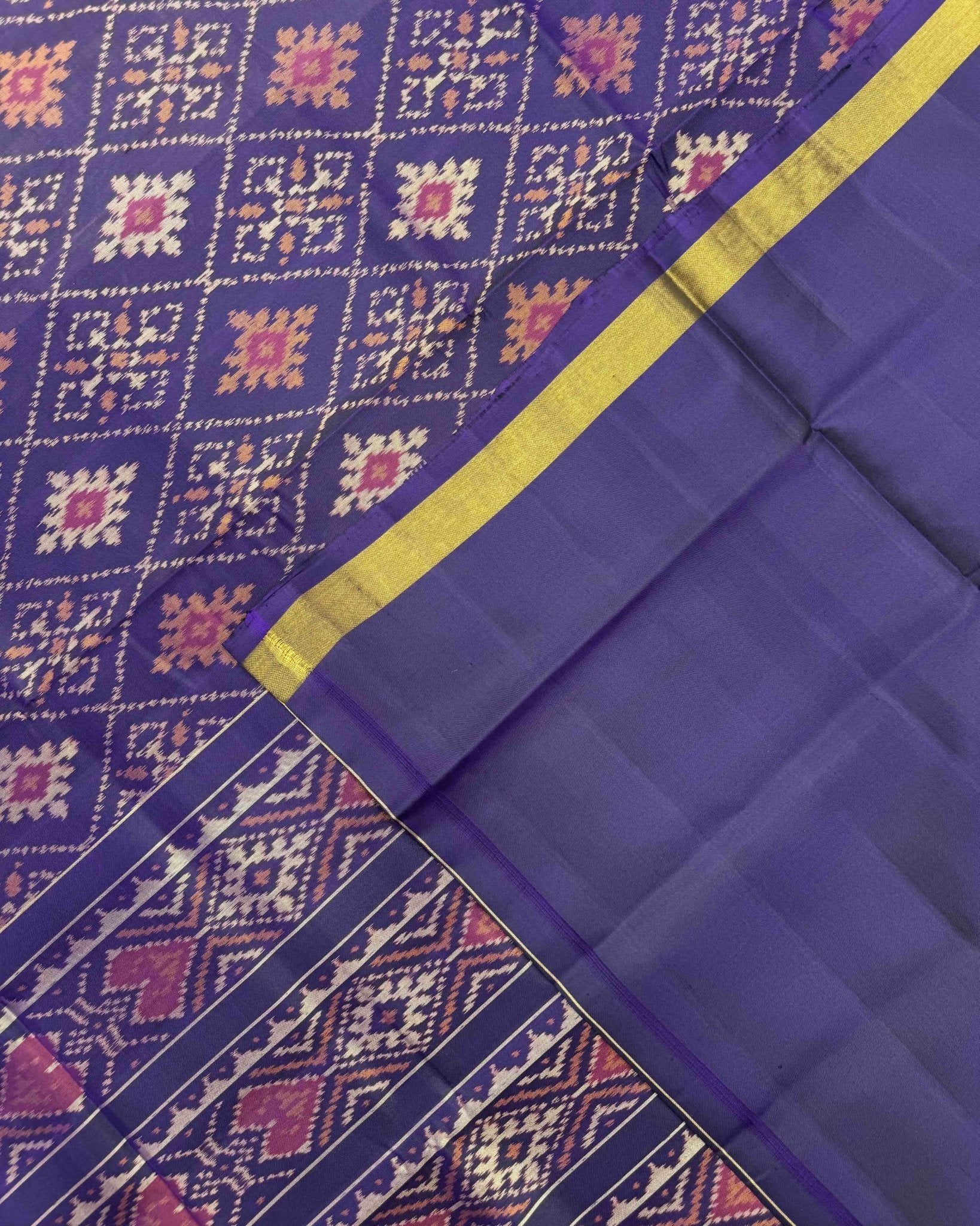 Purple Panchanda Patola Saree - SindhoiPatolaArt