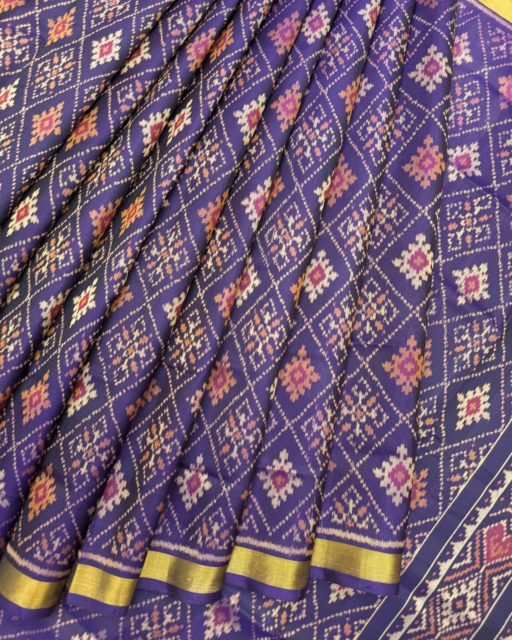Purple Panchanda Patola Saree - SindhoiPatolaArt
