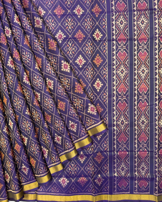 Purple Panchanda Patola Saree - SindhoiPatolaArt