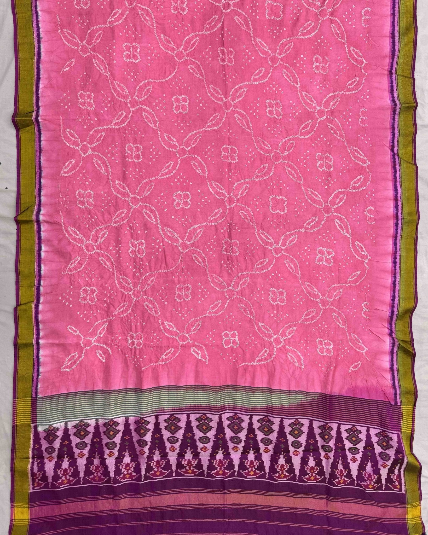 Purple & Pink Bandhani Patola Dupatta - SindhoiPatolaArt