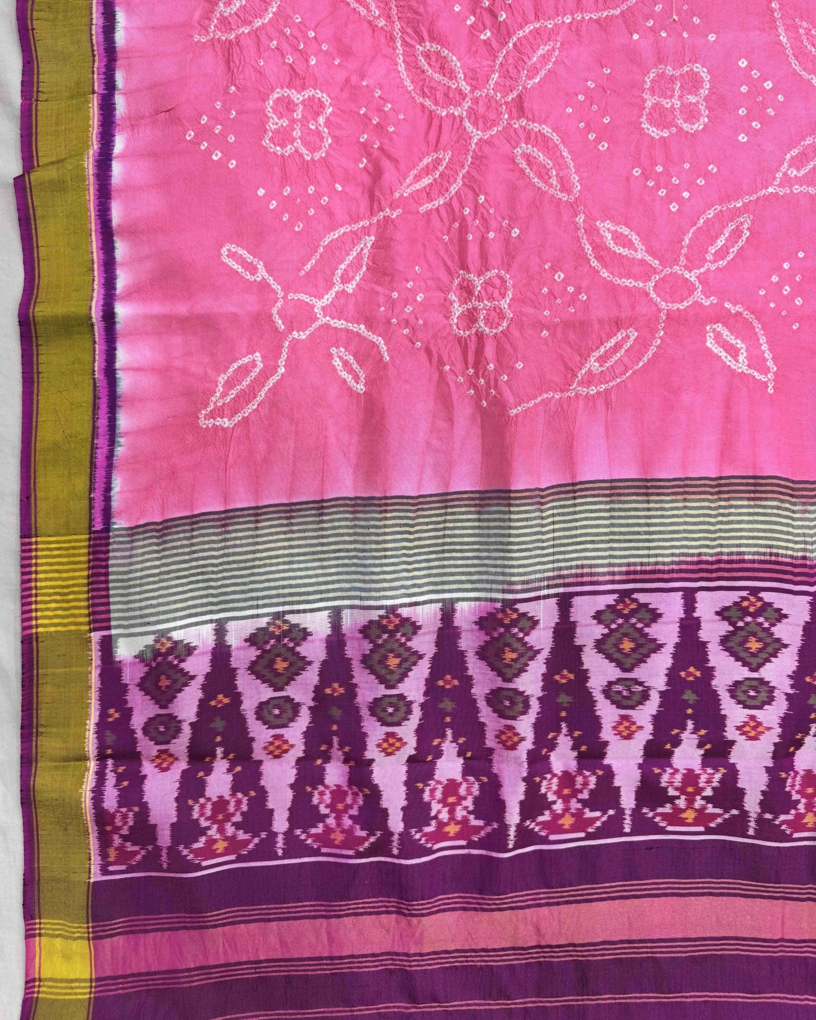 Purple & Pink Bandhani Patola Dupatta - SindhoiPatolaArt