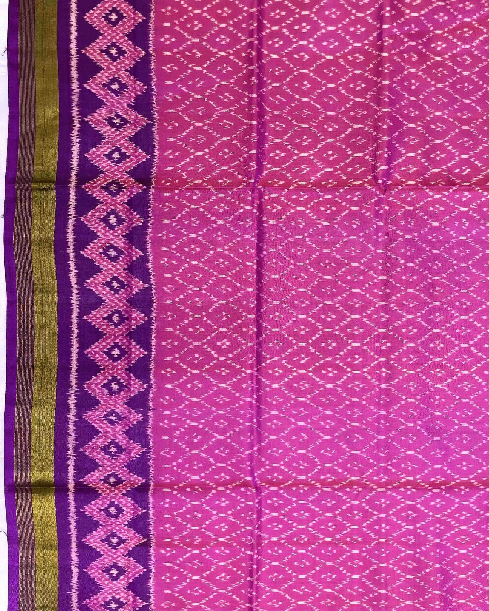 Purple & Pink Booty Design Patola Saree - SindhoiPatolaArt