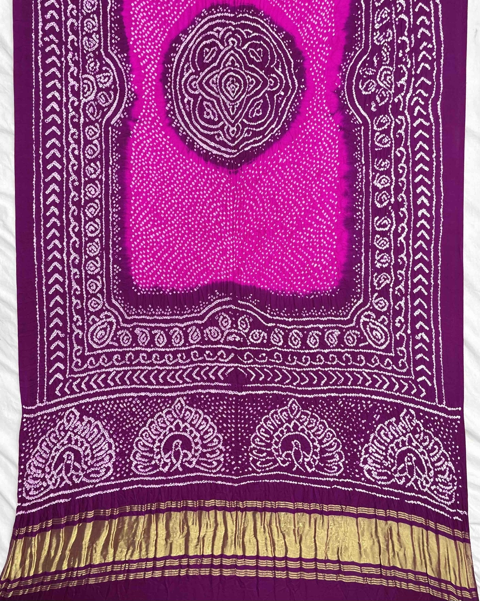Purple & Pink Gajji Bandhani Dupatta - SindhoiPatolaArt