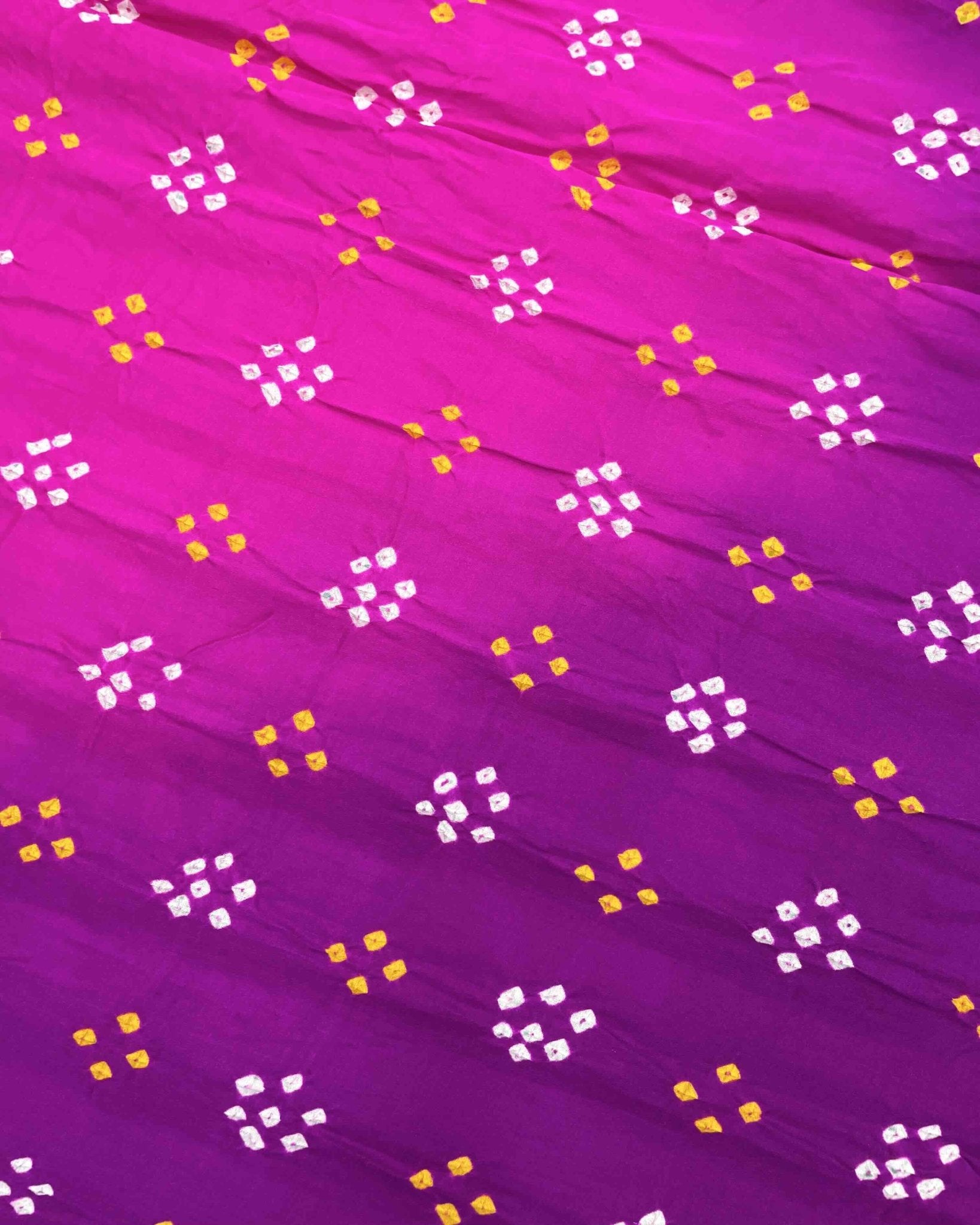 Purple & Pink Gajji Silk Bandhani Saree - SindhoiPatolaArt