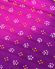 Purple & Pink Gajji Silk Bandhani Saree - SindhoiPatolaArt