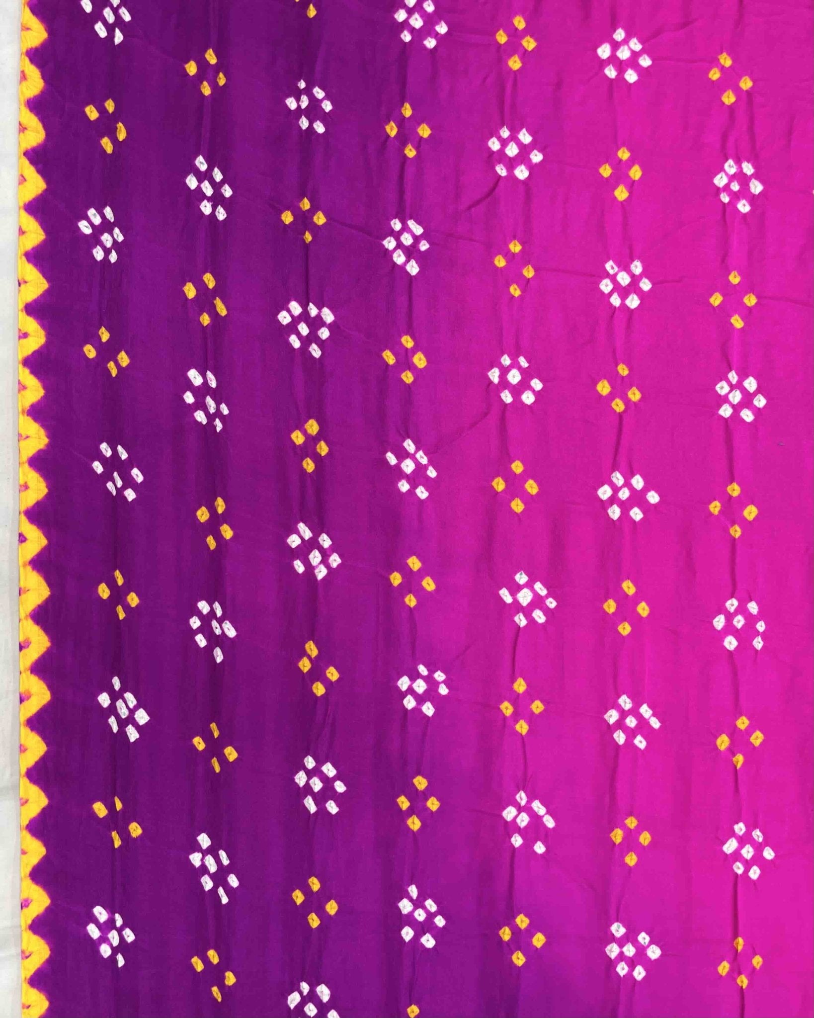 Purple & Pink Gajji Silk Bandhani Saree - SindhoiPatolaArt
