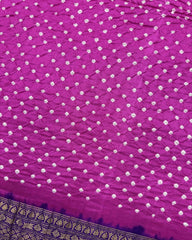 Purple & Pink Kanchipuram Bandhani Saree - SindhoiPatolaArt