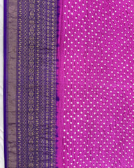 Purple & Pink Kanchipuram Bandhani Saree - SindhoiPatolaArt