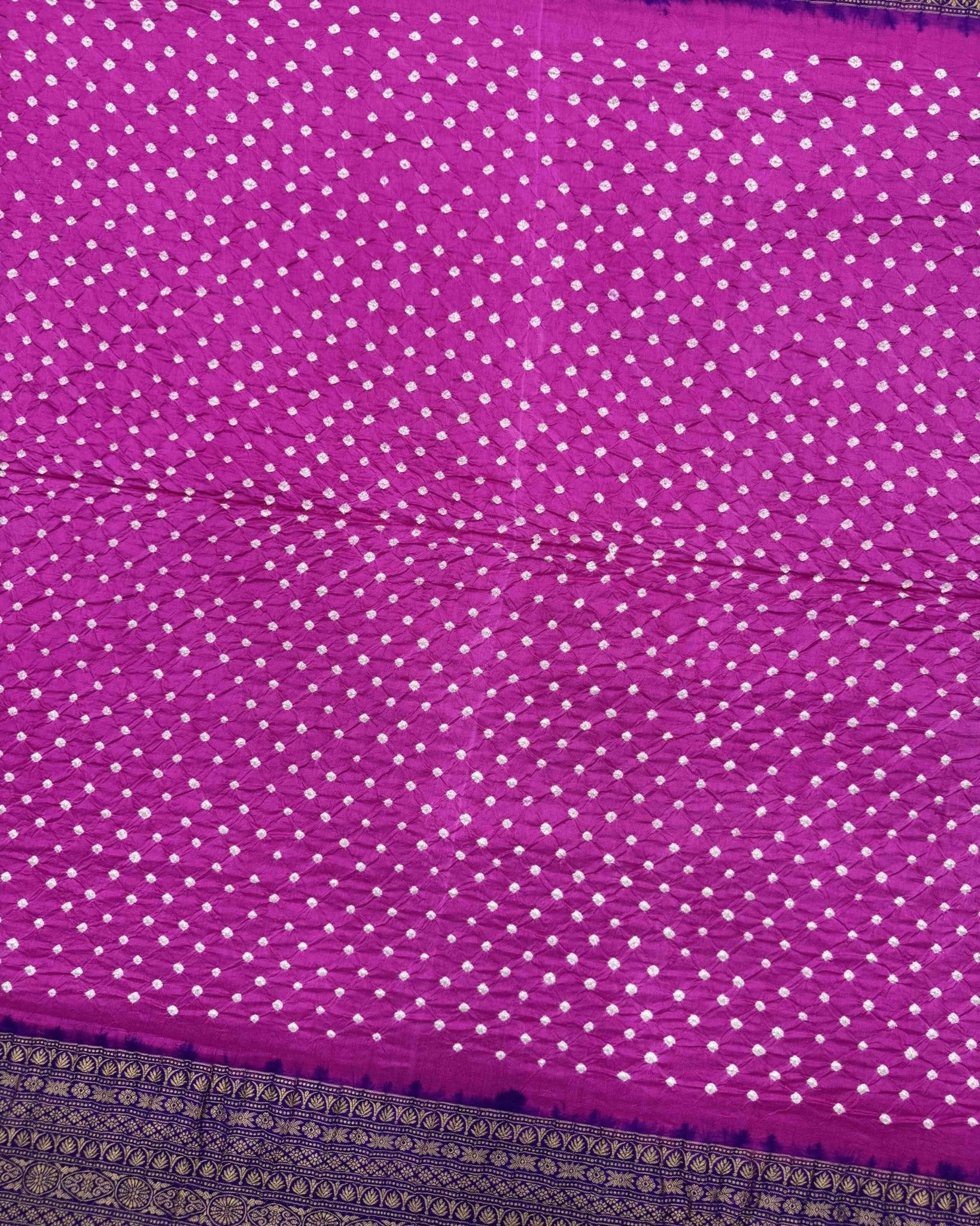 Purple & Pink Kanchipuram Bandhani Saree - SindhoiPatolaArt