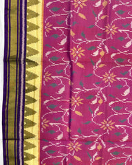 Purple & Pink Leaves Fancy Patola Saree - SindhoiPatolaArt
