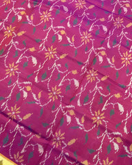Purple & Pink Leaves Fancy Patola Saree - SindhoiPatolaArt