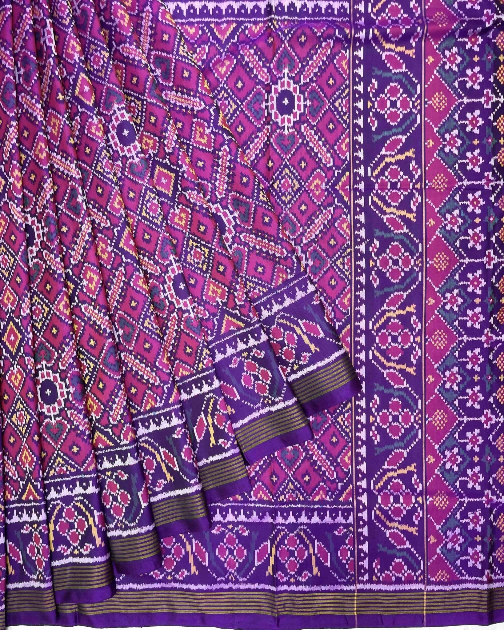 Purple & Pink Manekchowk Patola Saree - SindhoiPatolaArt