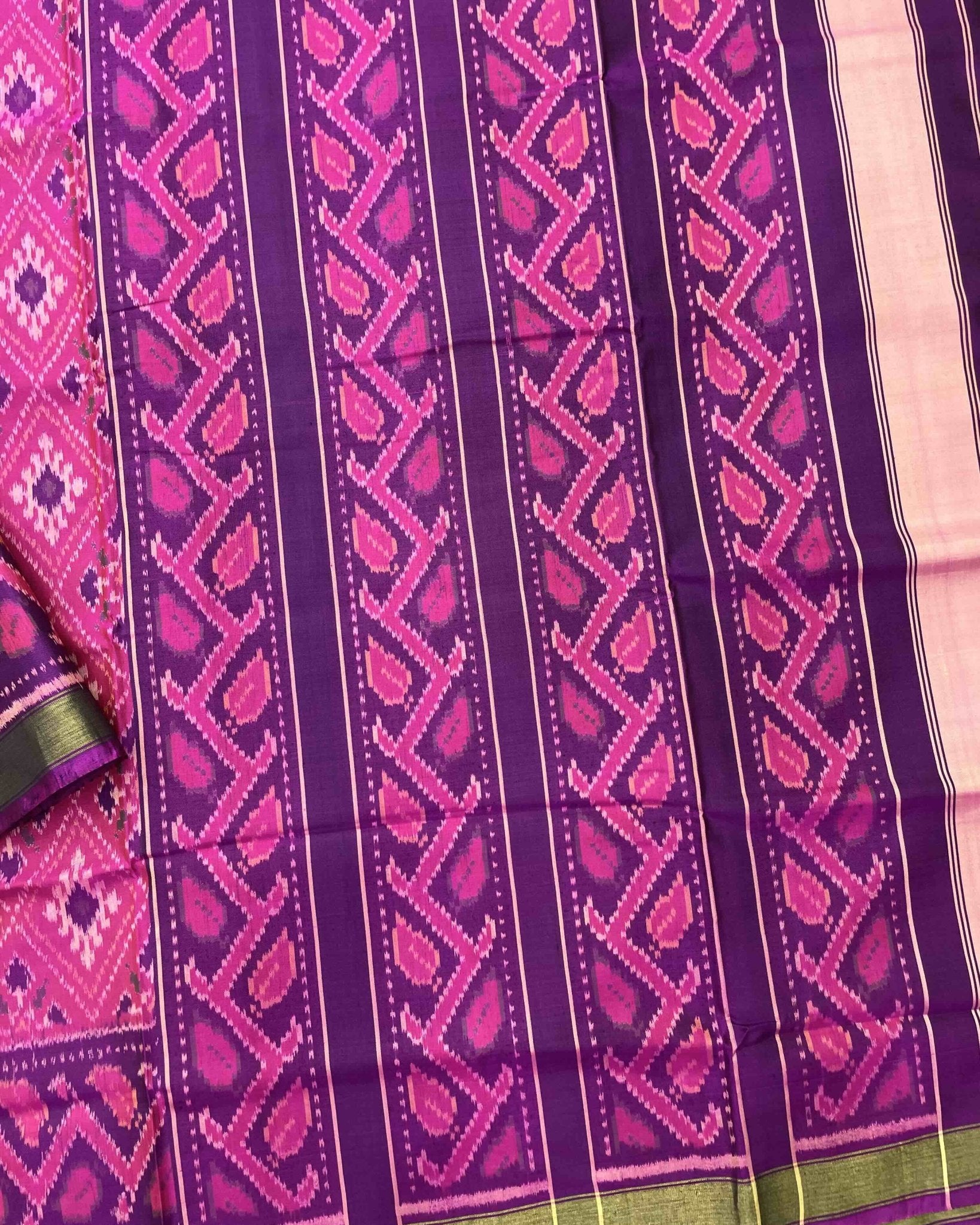 Purple & Pink Panchanda Patola Saree - SindhoiPatolaArt