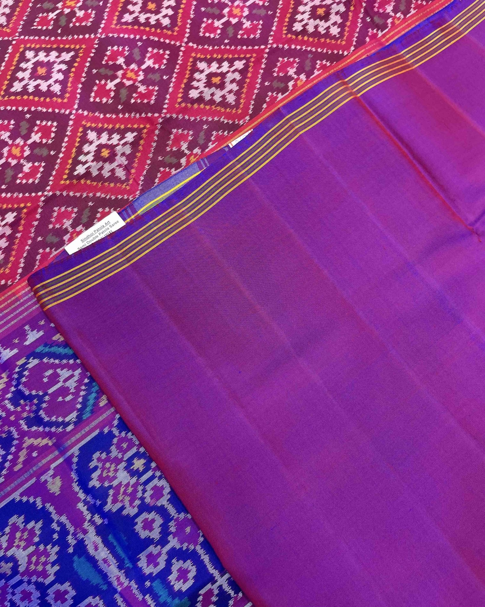 Purple & Pink Panchanda Patola Saree - SindhoiPatolaArt