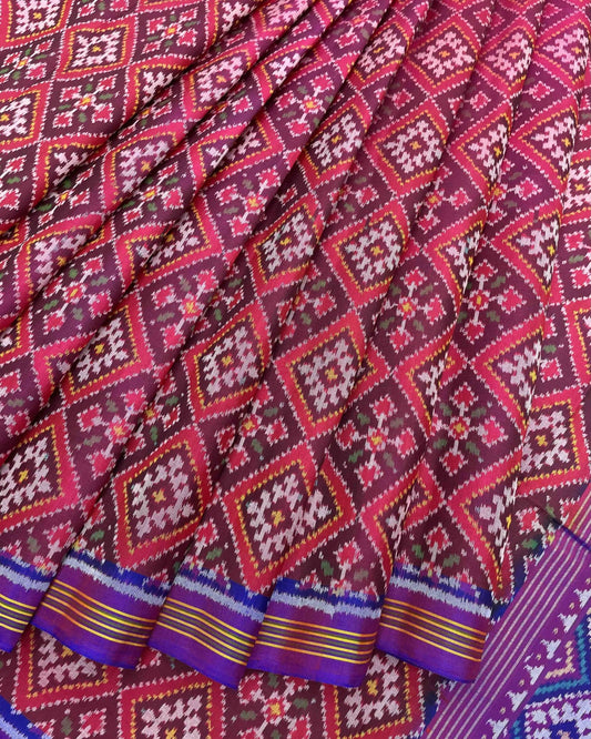 Purple & Pink Panchanda Patola Saree - SindhoiPatolaArt