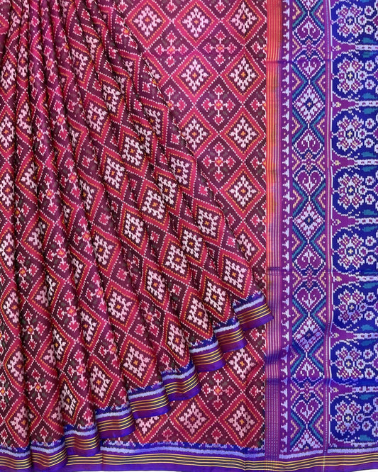 Purple & Pink Panchanda Patola Saree - SindhoiPatolaArt