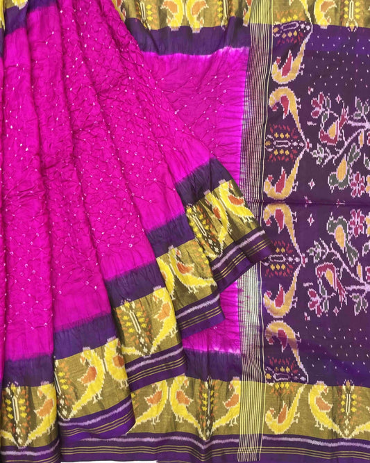 Purple & Pink Patola Bandhej - SindhoiPatolaArt