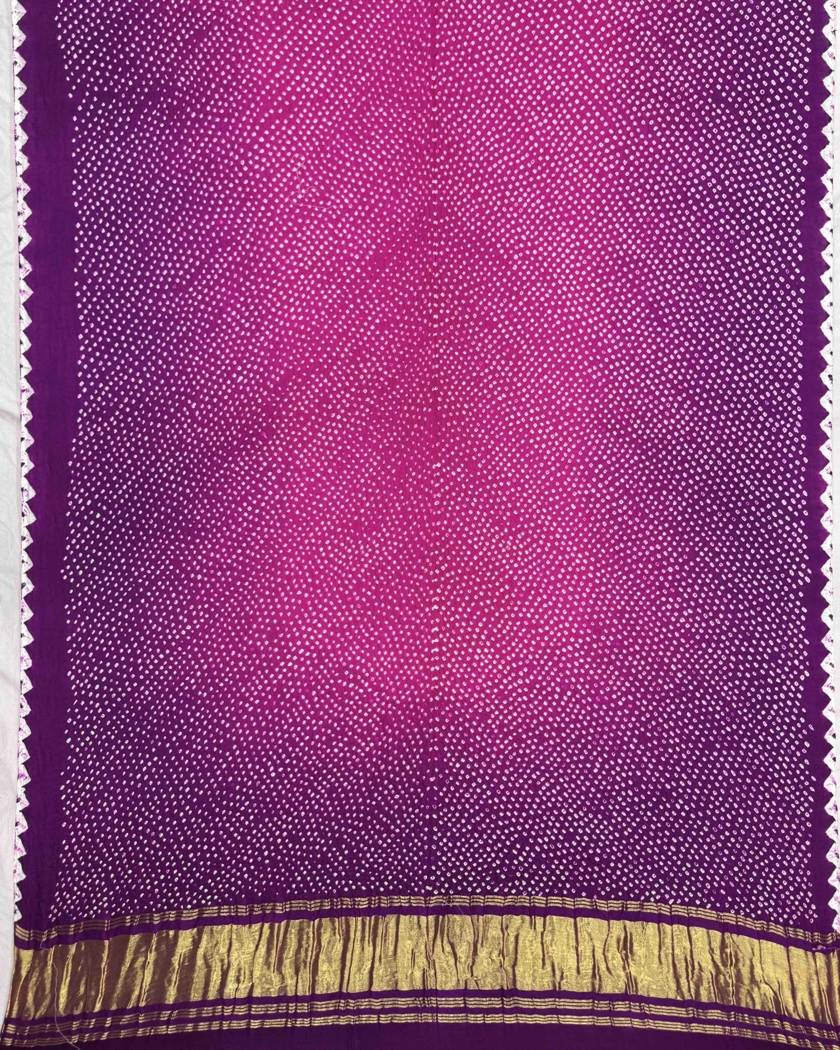 Purple & Pink Shaded Gajji Silk Bandhani Dupatta - SindhoiPatolaArt