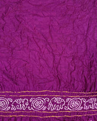 Purple & Pink with Chex Pallu Gajji Silk Bandhani Saree - SindhoiPatolaArt