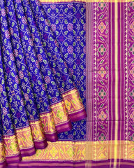 Purple & Purplish Blue Solsitara Design Patola Saree - SindhoiPatolaArt