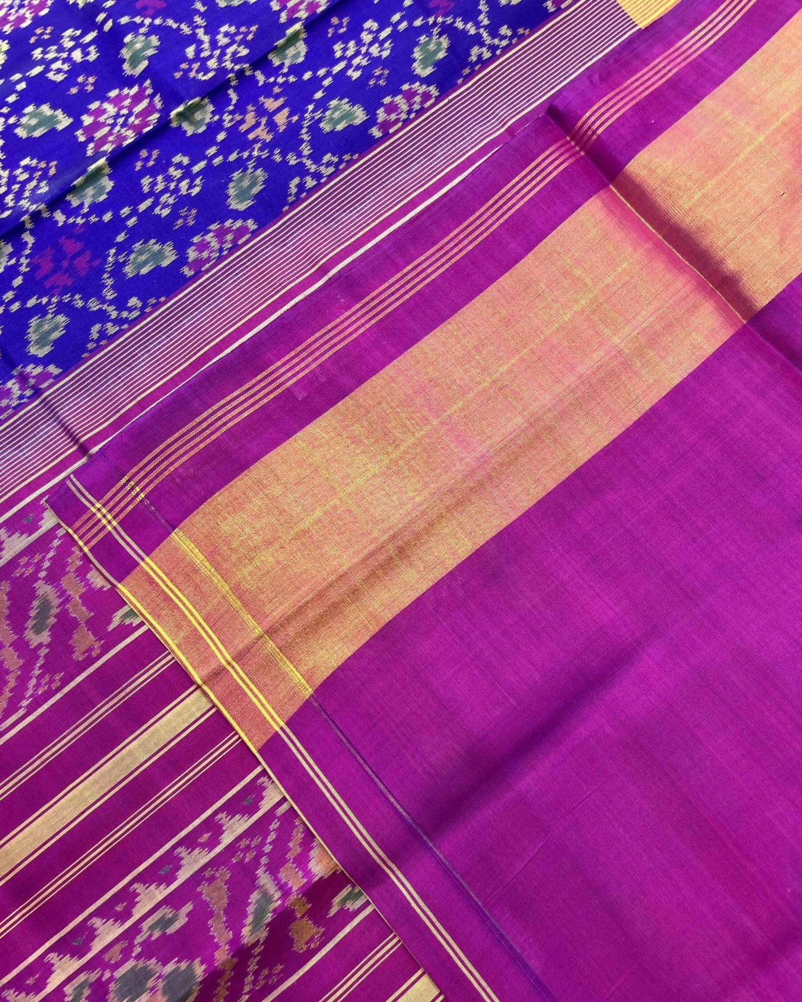 Purple & Purplish Blue Solsitara Design Patola Saree - SindhoiPatolaArt