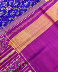 Purple & Purplish Blue Solsitara Design Patola Saree - SindhoiPatolaArt