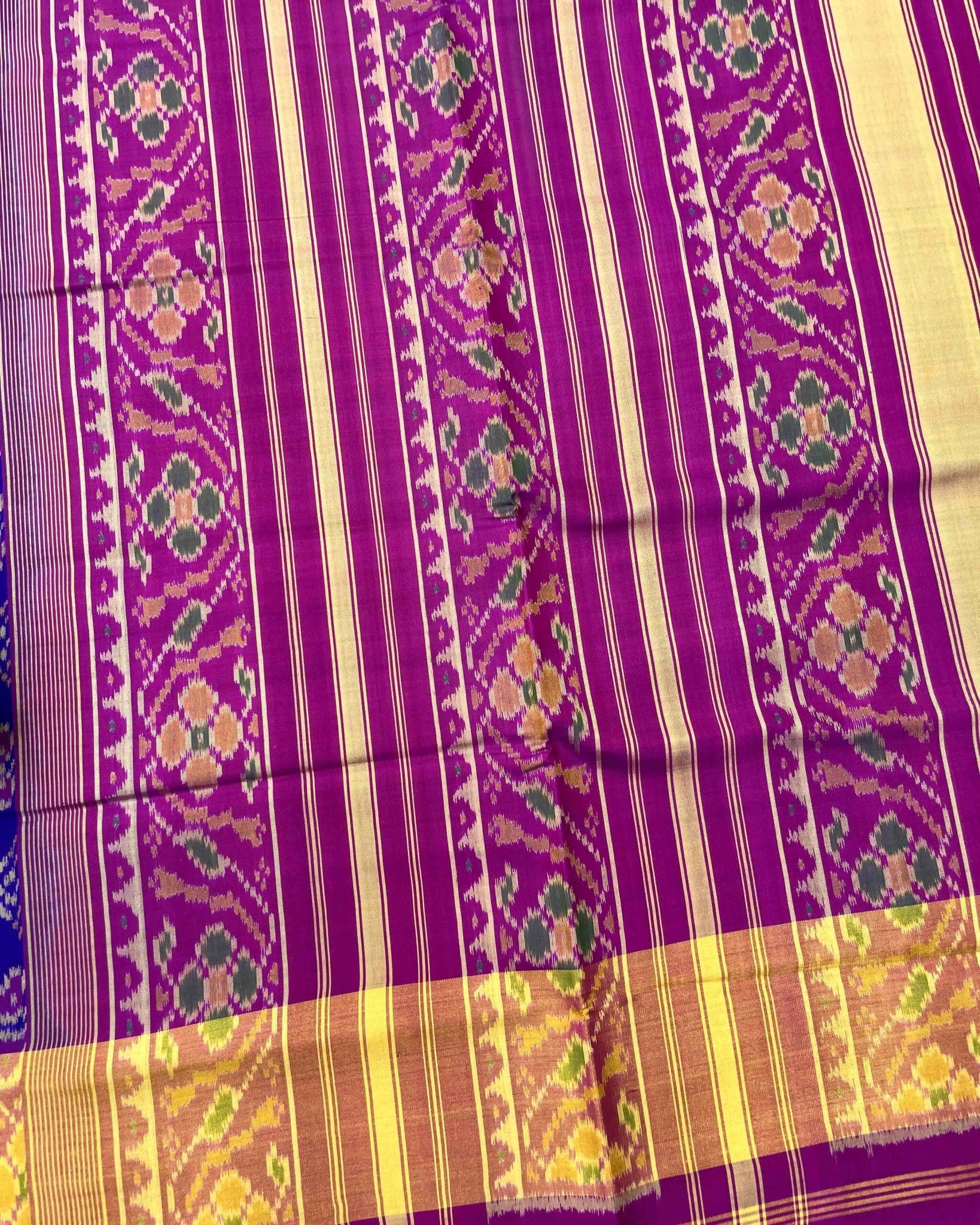 Purple & Purplish Blue Solsitara Design Patola Saree - SindhoiPatolaArt