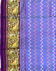 Purple & Purplish Blue Zig Zag Lining Patola Saree - SindhoiPatolaArt