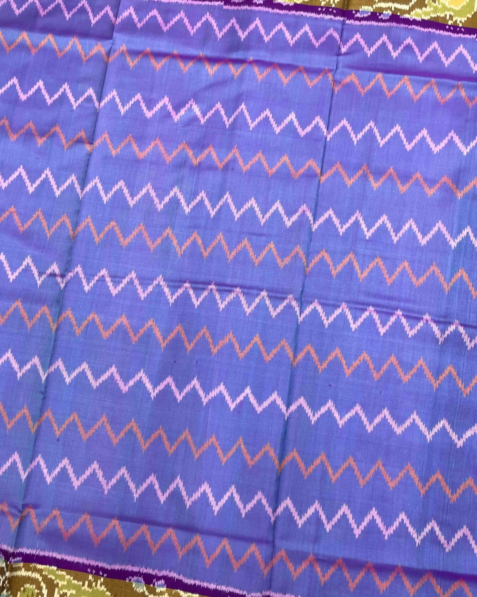 Purple & Purplish Blue Zig Zag Lining Patola Saree - SindhoiPatolaArt
