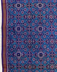Purple & Rama Manekchowk Semi Double Ikat Patola Dupatta - SindhoiPatolaArt