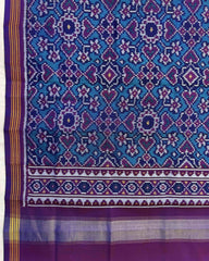 Purple & Rama Manekchowk Semi Double Ikat Patola Dupatta - SindhoiPatolaArt