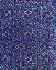 Purple & Rama Manekchowk Semi Double Ikat Patola Dupatta - SindhoiPatolaArt