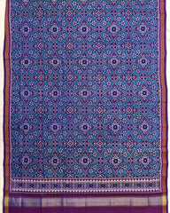 Purple & Rama Manekchowk Semi Double Ikat Patola Dupatta - SindhoiPatolaArt