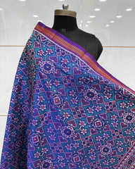 Purple & Rama Manekchowk Semi Double Ikat Patola Dupatta - SindhoiPatolaArt