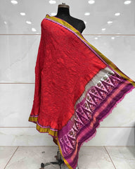Purple & Red Bandhani Patola Dupatta - SindhoiPatolaArt