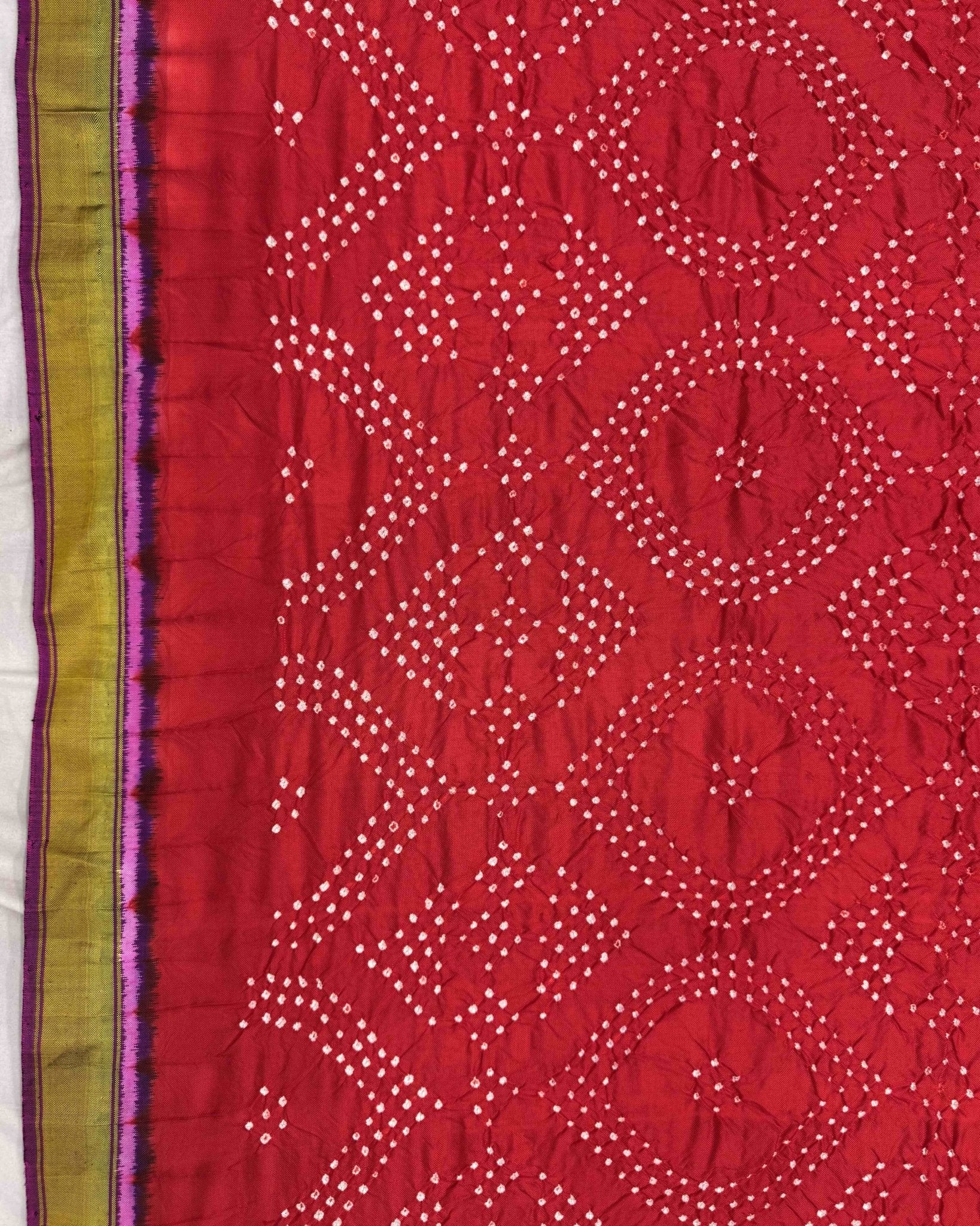 Purple & Red Bandhani Patola Dupatta - SindhoiPatolaArt