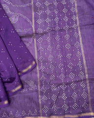 Purple Shaded Chanderi Bandhani Saree - SindhoiPatolaArt
