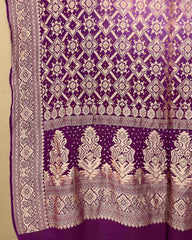 Purple Shaded Georgette Bandhani Dupatta - SindhoiPatolaArt