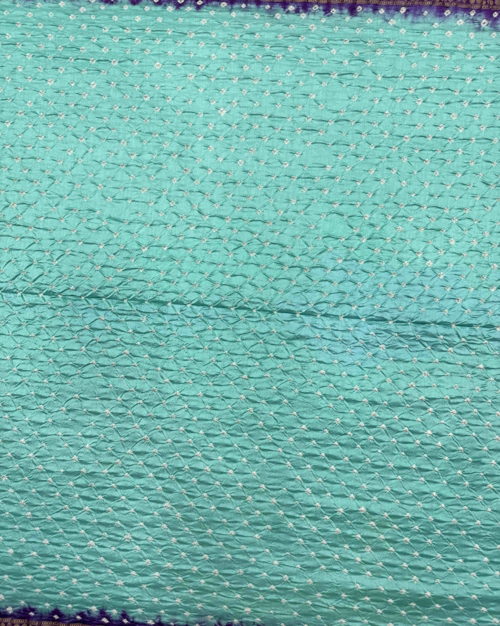 Purple & Sky Blue Kanchipuram Bandhani Saree - SindhoiPatolaArt